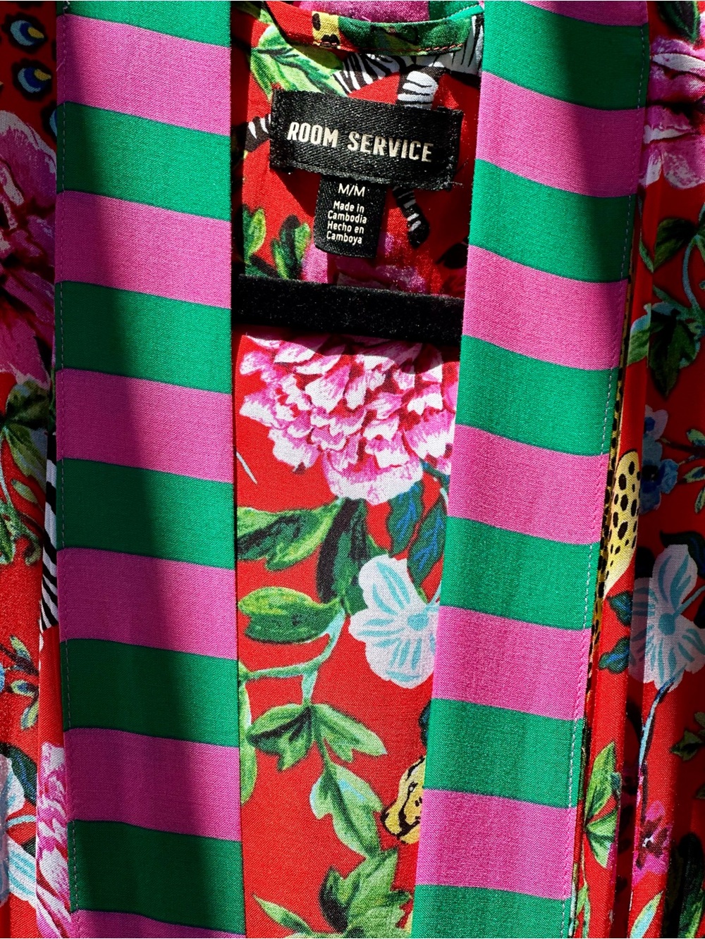 Room Service Safari Floral Kimono Robe NWT Medium Rayon Belted - Picture 5 of 11